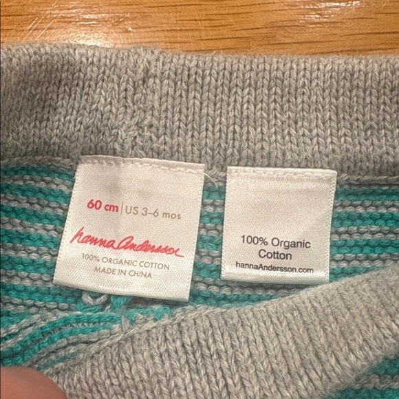 Hanna Andersson Teal and Gray Striped Kids Shorts - Picture 2 of 2